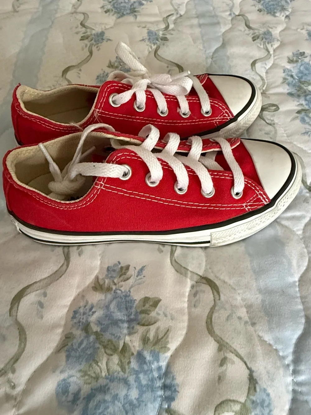 Converse Kids Red Low Top Sneakers with White Accents